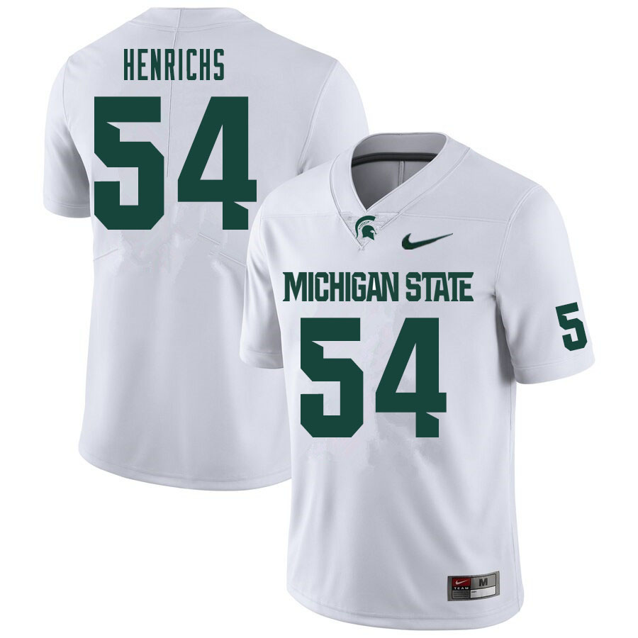 Men #54 Jack Henrichs Michigan State Spartans College Football Jerseys Sale-White